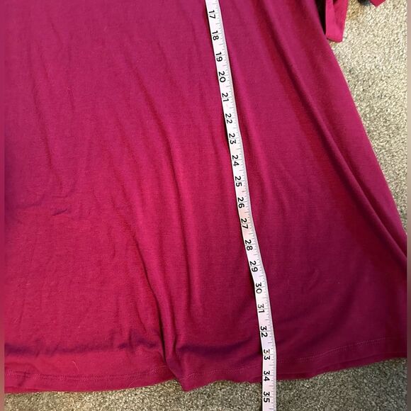 Boutique Burgundy Wine Red Cold Shoulder Tie Sleeves Dress /Tunic - Size Large. - Picture 4 of 8
